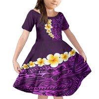 Purple Tropical Plumeria With Galaxy Polynesian Art Family Matching Mermaid Dress and Hawaiian Shirt - Wonder Print Shop