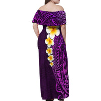 Purple Tropical Plumeria With Galaxy Polynesian Art Family Matching Off Shoulder Maxi Dress and Hawaiian Shirt - Wonder Print Shop
