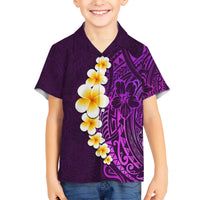 Purple Tropical Plumeria With Galaxy Polynesian Art Family Matching Short Sleeve Bodycon Dress and Hawaiian Shirt - Wonder Print Shop