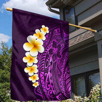 Purple Tropical Plumeria With Galaxy Polynesian Art Garden Flag - Wonder Print Shop