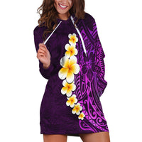 Purple Tropical Plumeria With Galaxy Polynesian Art Hoodie Dress - Wonder Print Shop