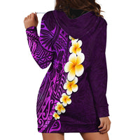Purple Tropical Plumeria With Galaxy Polynesian Art Hoodie Dress - Wonder Print Shop