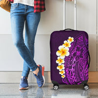 Purple Tropical Plumeria With Galaxy Polynesian Art Luggage Cover - Wonder Print Shop