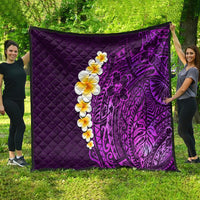 Purple Tropical Plumeria With Galaxy Polynesian Art Quilt - Wonder Print Shop