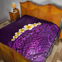 Purple Tropical Plumeria With Galaxy Polynesian Art Quilt - Wonder Print Shop