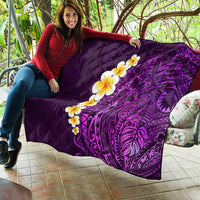 Purple Tropical Plumeria With Galaxy Polynesian Art Quilt - Wonder Print Shop