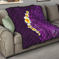 Purple Tropical Plumeria With Galaxy Polynesian Art Quilt - Wonder Print Shop