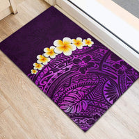 Purple Tropical Plumeria With Galaxy Polynesian Art Rubber Doormat - Wonder Print Shop