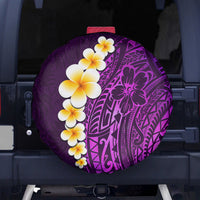 Purple Tropical Plumeria With Galaxy Polynesian Art Spare Tire Cover - Wonder Print Shop