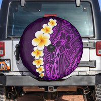 Purple Tropical Plumeria With Galaxy Polynesian Art Spare Tire Cover - Wonder Print Shop