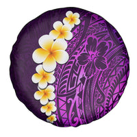 Purple Tropical Plumeria With Galaxy Polynesian Art Spare Tire Cover - Wonder Print Shop