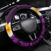 Purple Tropical Plumeria With Galaxy Polynesian Art Steering Wheel Cover - Wonder Print Shop