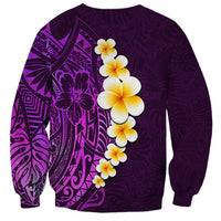 Purple Tropical Plumeria With Galaxy Polynesian Art Sweatshirt - Wonder Print Shop