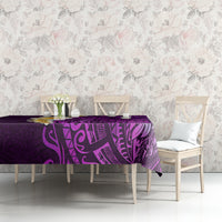 Purple Tropical Plumeria With Galaxy Polynesian Art Tablecloth - Wonder Print Shop