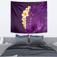 Purple Tropical Plumeria With Galaxy Polynesian Art Tapestry - Wonder Print Shop