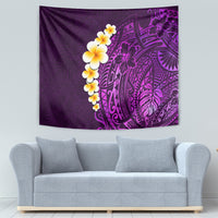 Purple Tropical Plumeria With Galaxy Polynesian Art Tapestry - Wonder Print Shop