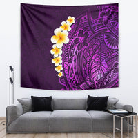 Purple Tropical Plumeria With Galaxy Polynesian Art Tapestry - Wonder Print Shop