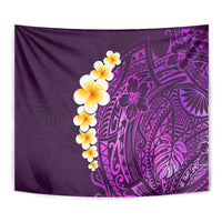 Purple Tropical Plumeria With Galaxy Polynesian Art Tapestry - Wonder Print Shop