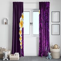 Purple Tropical Plumeria With Galaxy Polynesian Art Window Curtain - Wonder Print Shop