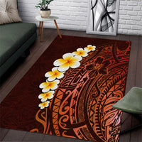 Red Tropical Plumeria With Galaxy Polynesian Art Area Rug - Wonder Print Shop