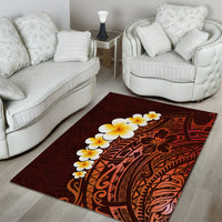 Red Tropical Plumeria With Galaxy Polynesian Art Area Rug - Wonder Print Shop