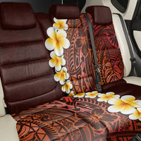 Red Tropical Plumeria With Galaxy Polynesian Art Back Car Seat Cover - Wonder Print Shop