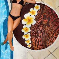 Red Tropical Plumeria With Galaxy Polynesian Art Beach Blanket - Wonder Print Shop