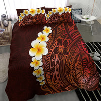 Red Tropical Plumeria With Galaxy Polynesian Art Bedding Set - Wonder Print Shop