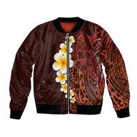 Red Tropical Plumeria With Galaxy Polynesian Art Bomber Jacket - Wonder Print Shop