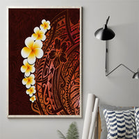 Red Tropical Plumeria With Galaxy Polynesian Art Canvas Wall Art - Wonder Print Shop