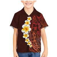 Red Tropical Plumeria With Galaxy Polynesian Art Family Matching Mermaid Dress and Hawaiian Shirt - Wonder Print Shop