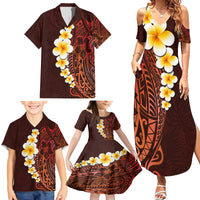 Red Tropical Plumeria With Galaxy Polynesian Art Family Matching Summer Maxi Dress and Hawaiian Shirt - Wonder Print Shop
