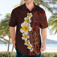 Red Tropical Plumeria With Galaxy Polynesian Art Hawaiian Shirt - Wonder Print Shop