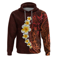 Red Tropical Plumeria With Galaxy Polynesian Art Hoodie - Wonder Print Shop