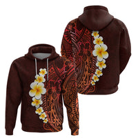 Red Tropical Plumeria With Galaxy Polynesian Art Hoodie - Wonder Print Shop
