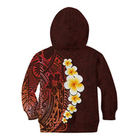 Red Tropical Plumeria With Galaxy Polynesian Art Kid Hoodie - Wonder Print Shop