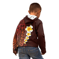 Red Tropical Plumeria With Galaxy Polynesian Art Kid Hoodie - Wonder Print Shop