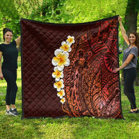 Red Tropical Plumeria With Galaxy Polynesian Art Quilt - Wonder Print Shop