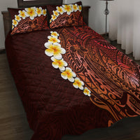 Red Tropical Plumeria With Galaxy Polynesian Art Quilt Bed Set - Wonder Print Shop