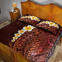 Red Tropical Plumeria With Galaxy Polynesian Art Quilt Bed Set - Wonder Print Shop