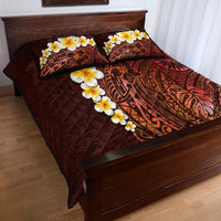 Red Tropical Plumeria With Galaxy Polynesian Art Quilt Bed Set - Wonder Print Shop