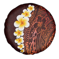 Red Tropical Plumeria With Galaxy Polynesian Art Spare Tire Cover - Wonder Print Shop