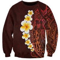Red Tropical Plumeria With Galaxy Polynesian Art Sweatshirt - Wonder Print Shop