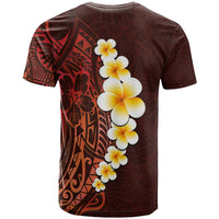 Red Tropical Plumeria With Galaxy Polynesian Art T Shirt - Wonder Print Shop