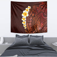 Red Tropical Plumeria With Galaxy Polynesian Art Tapestry - Wonder Print Shop