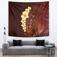 Red Tropical Plumeria With Galaxy Polynesian Art Tapestry - Wonder Print Shop