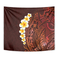 Red Tropical Plumeria With Galaxy Polynesian Art Tapestry - Wonder Print Shop