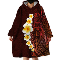 Red Tropical Plumeria With Galaxy Polynesian Art Wearable Blanket Hoodie - Wonder Print Shop