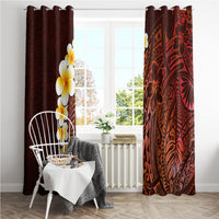 Red Tropical Plumeria With Galaxy Polynesian Art Window Curtain - Wonder Print Shop