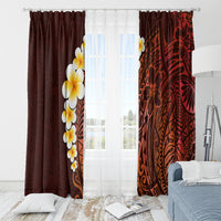 Red Tropical Plumeria With Galaxy Polynesian Art Window Curtain - Wonder Print Shop